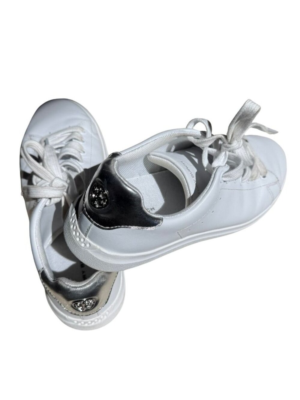 Tory Burch Howell Court White Silver Leather Sneakers Women’s 6.5M